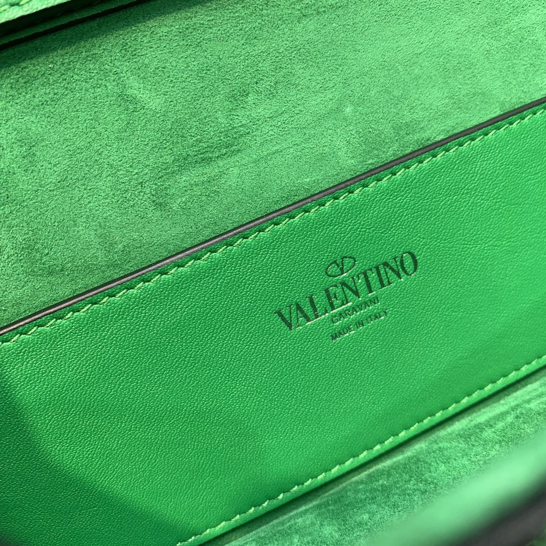 Valentino Garavani Loco Small Shoulder Bag in Green Embroidered With Leather 